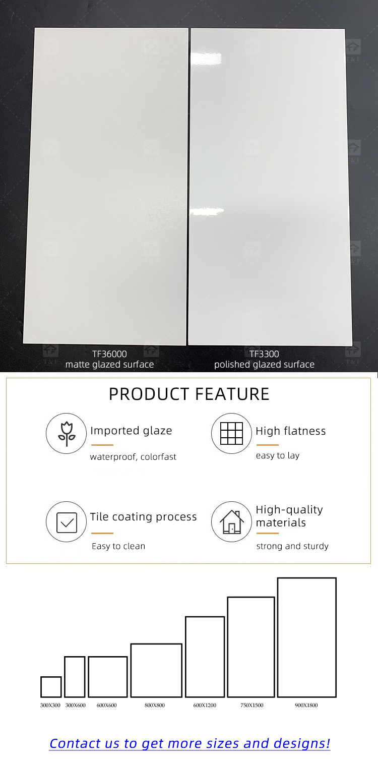 300x600 Pure Super White Glossy Polished Ceramic Bathroom Wall 12x24 Matt Porcelain Vitrified Floor Tiles
