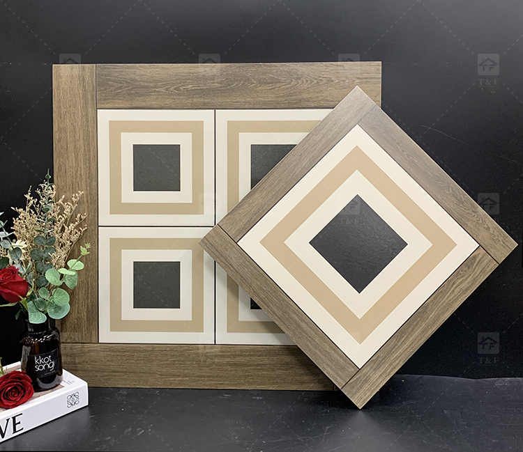 Full Body 600*600 Interior Wooden Flower Pattern Porcelain 60 by 60 Matte Glazed Rustic Floor Tiles for Living Room