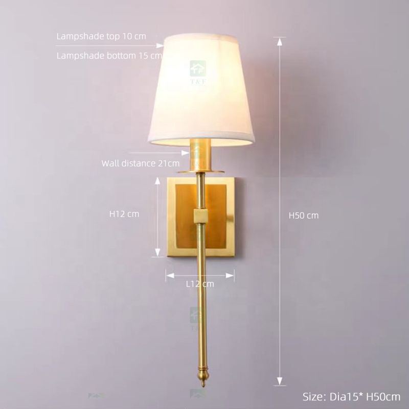 American Adjustable Copper Antique Vintage Style Light Corridor Bedroom Living Room Retro Wall Lamp