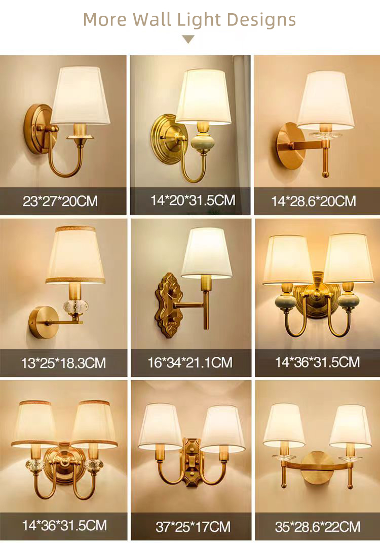 American Adjustable Copper Antique Vintage Style Light Corridor Bedroom Living Room Retro Wall Lamp