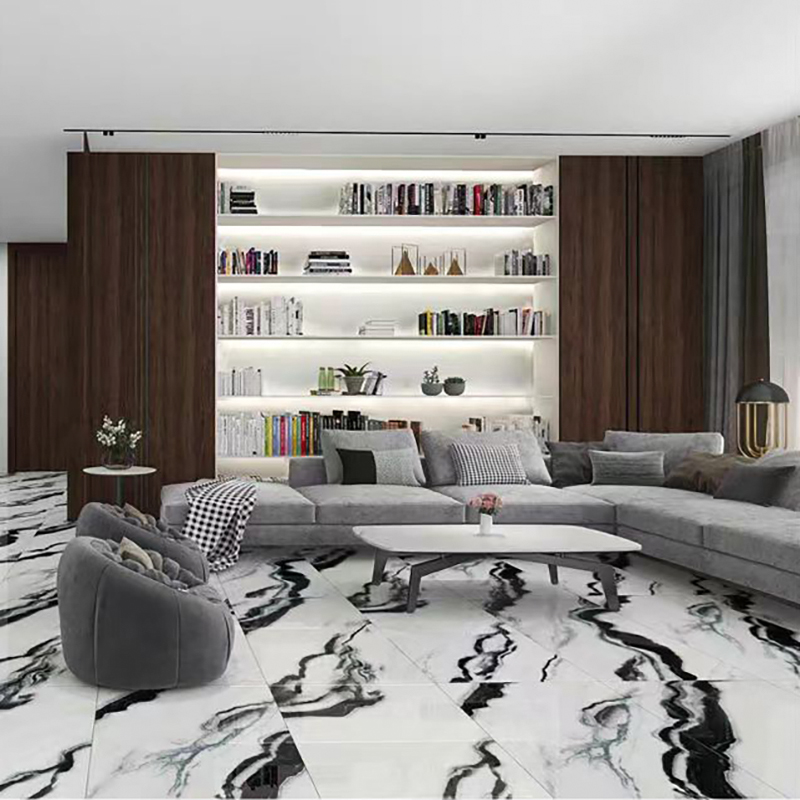 Modern Luxury 600x1200 Panda White Marble Stone Look Polished Glazed Slab Carreaux Mabre Wall Floor Tiles