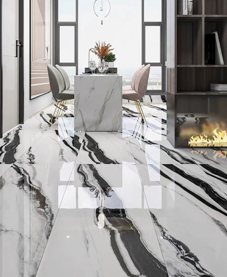 Modern Luxury 600x1200 Panda White Marble Stone Look Polished Glazed Slab Carreaux Mabre Wall Floor Tiles