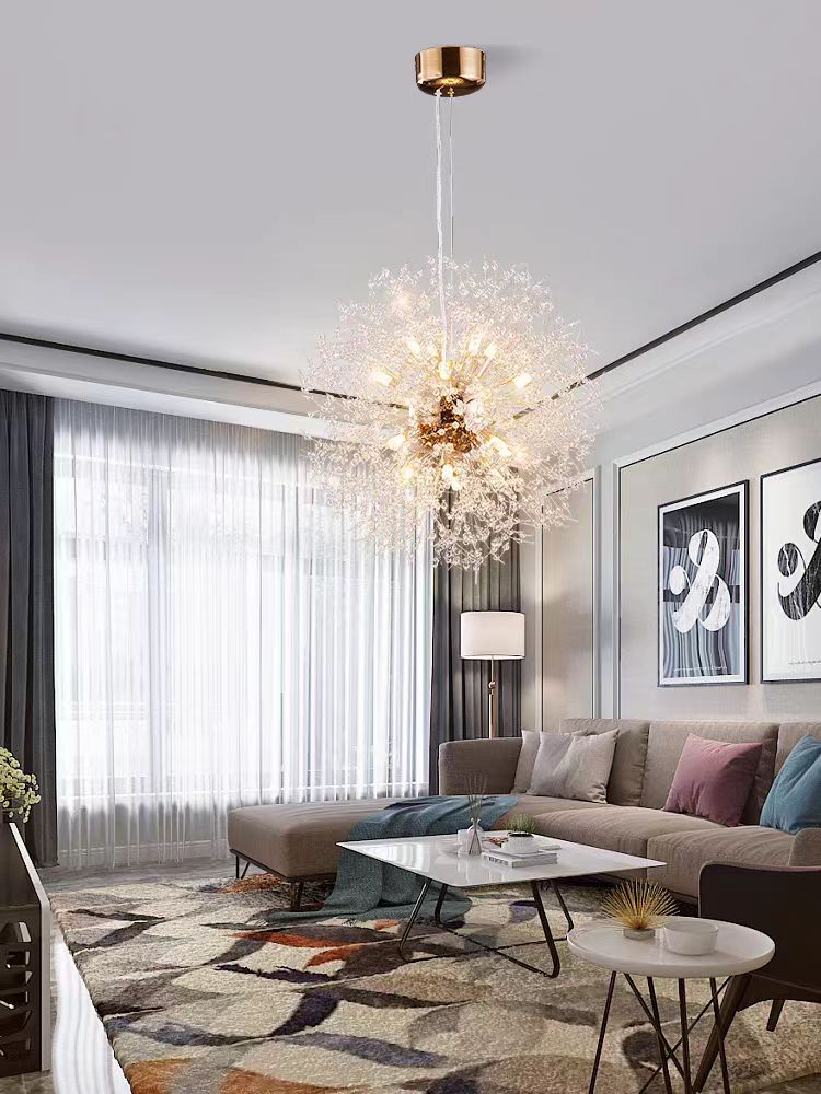 Modern Dandelion Pendant Light for Home Bedroom Restaurant Bar Hanging Vintage Decorative Led Crystal Chandelier