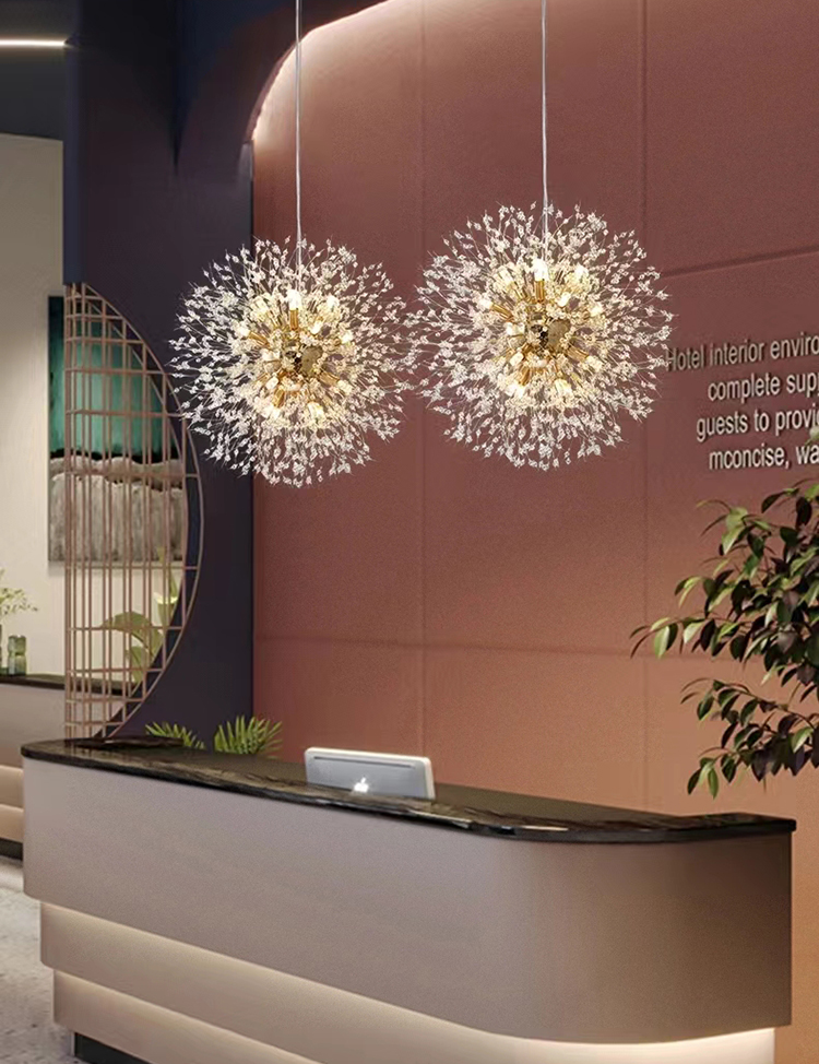Modern Dandelion Pendant Light for Home Bedroom Restaurant Bar Hanging Vintage Decorative Led Crystal Chandelier