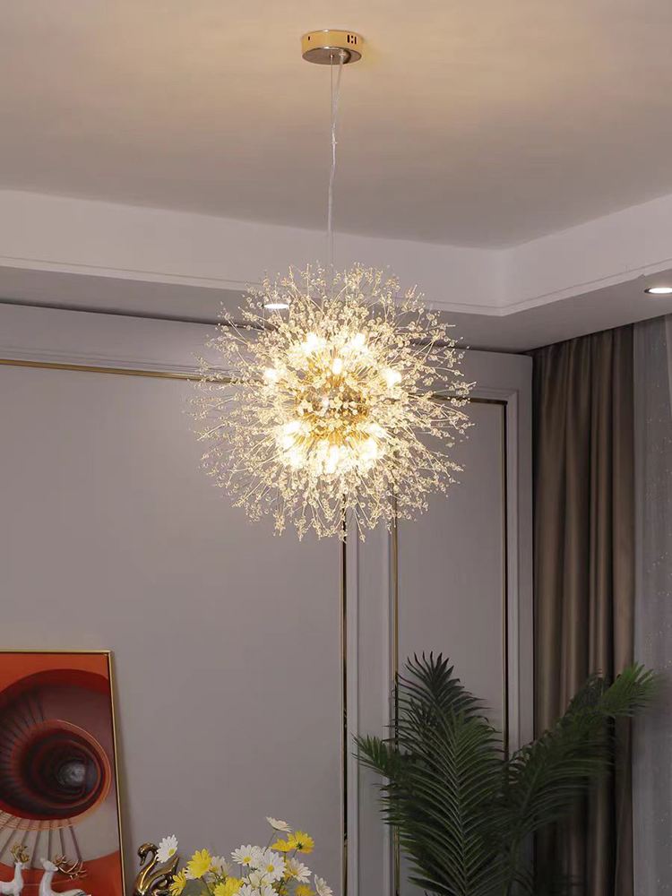 Modern Dandelion Pendant Light for Home Bedroom Restaurant Bar Hanging Vintage Decorative Led Crystal Chandelier