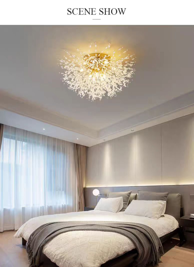 Modern Dandelion Pendant Light for Home Bedroom Restaurant Bar Hanging Vintage Decorative Led Crystal Chandelier