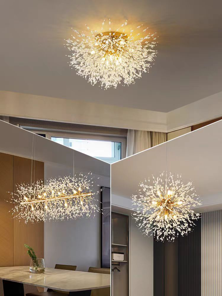 Modern Dandelion Pendant Light for Home Bedroom Restaurant Bar Hanging Vintage Decorative Led Crystal Chandelier