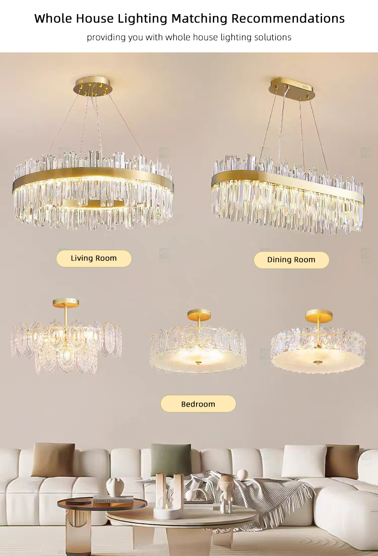 Luxury Post-modern Vintage Round Indoor Gold Crystal Glass Chandeliers Hanging Pendant Ceiling Lamp Lights Fixture