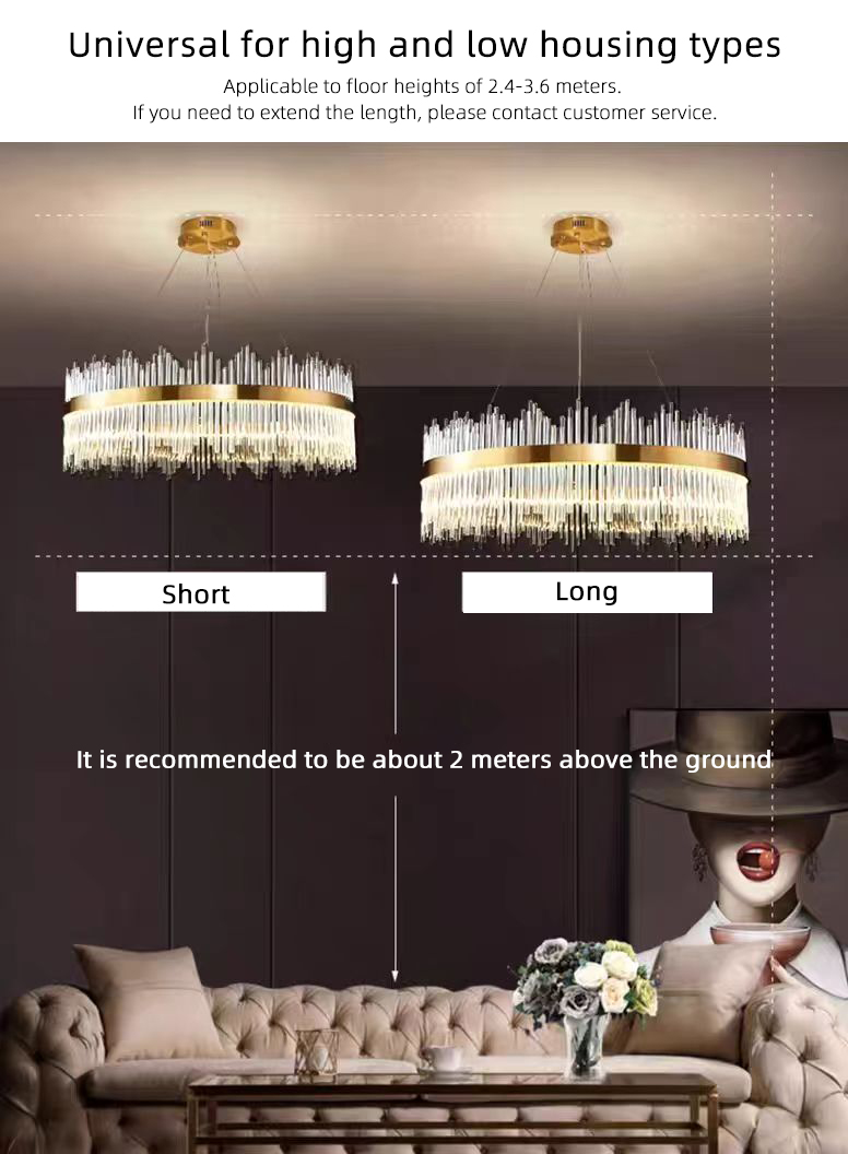 Luxury Post-modern Vintage Round Indoor Gold Crystal Glass Chandeliers Hanging Pendant Ceiling Lamp Lights Fixture