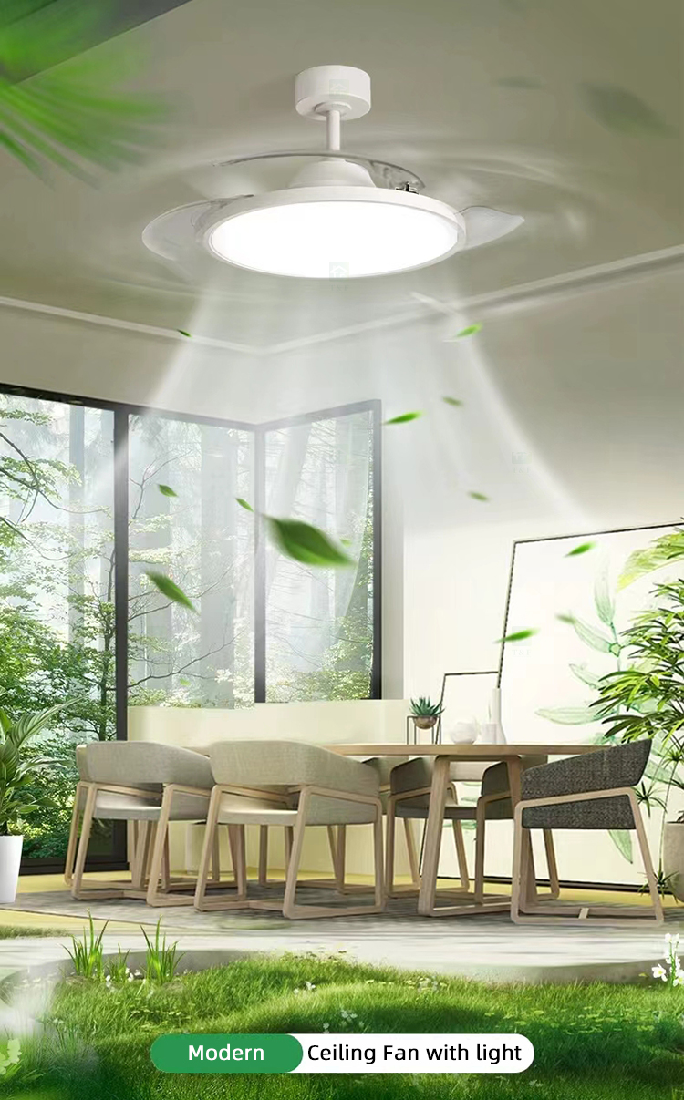 Modern 42 Inch Led Ceiling Fans Lamp Light Fixtures for Home Remote Control Rechargeable Ceiling Fan With Light