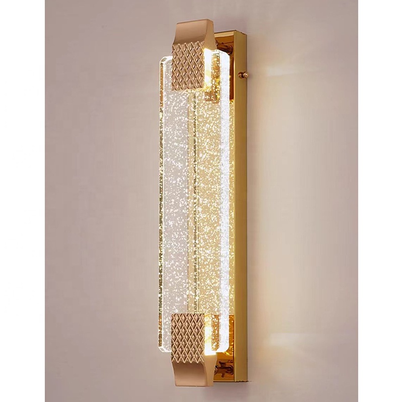 Nordic Modern Indoor Gold Black Luxury K9 Crystal Glass Hotel Bedroom Bedside LED Wall Lamp Light