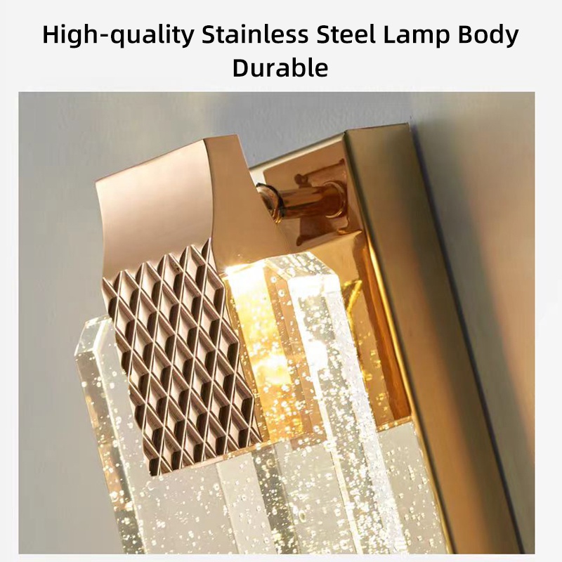 Nordic Modern Indoor Gold Black Luxury K9 Crystal Glass Hotel Bedroom Bedside LED Wall Lamp Light