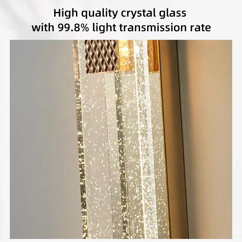 Nordic Modern Indoor Gold Black Luxury K9 Crystal Glass Hotel Bedroom Bedside LED Wall Lamp Light