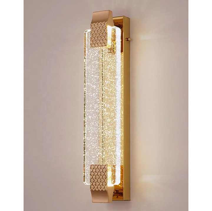 Nordic Modern Indoor Gold Black Luxury K9 Crystal Glass Hotel Bedroom Bedside LED Wall Lamp Light