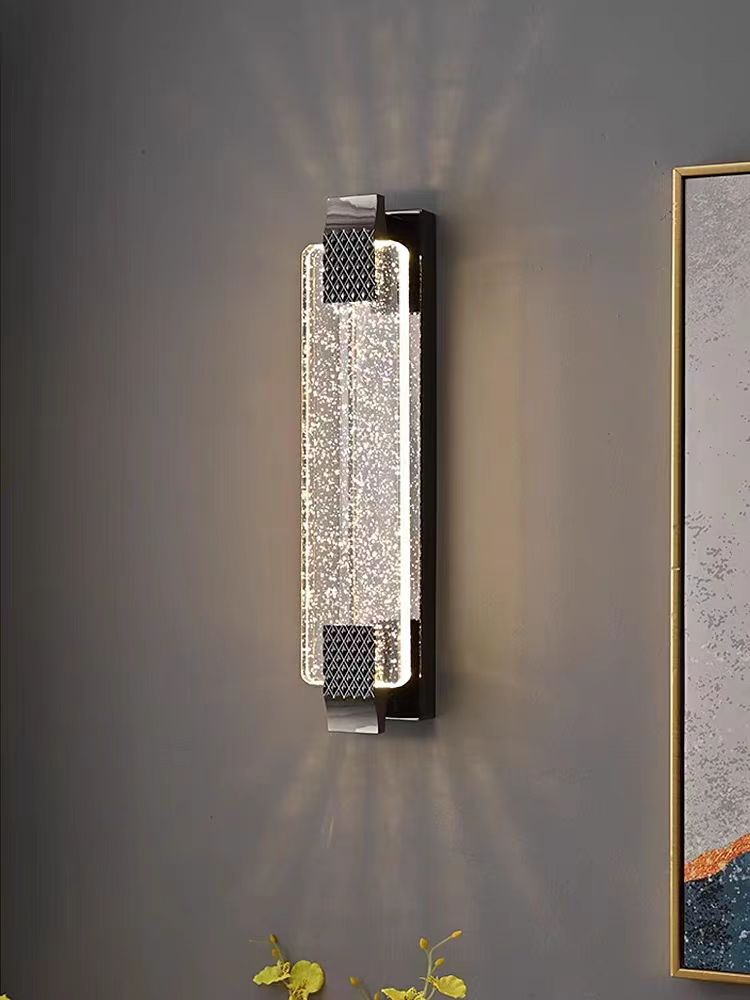 Nordic Modern Indoor Gold Black Luxury K9 Crystal Glass Hotel Bedroom Bedside LED Wall Lamp Light