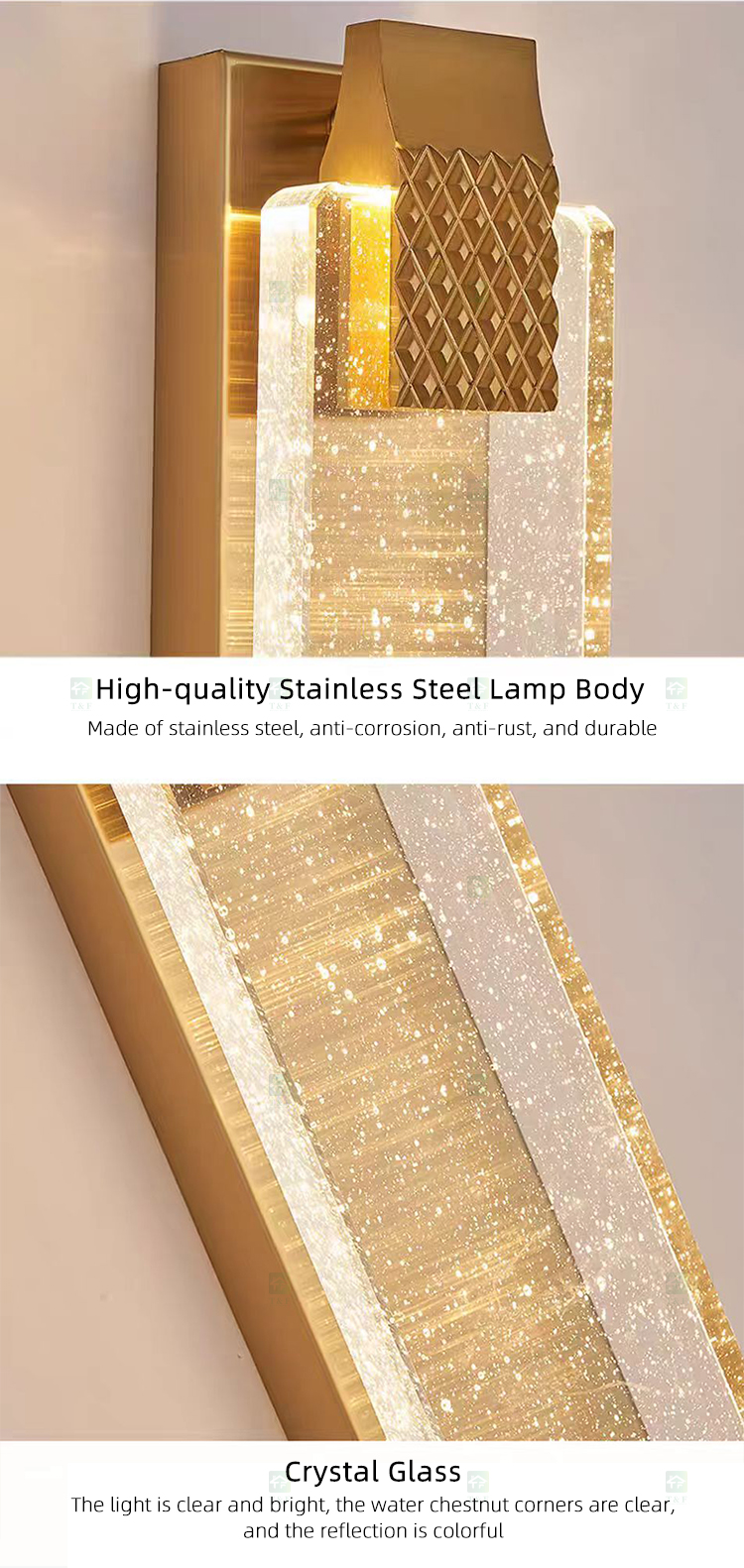 Nordic Modern Indoor Gold Black Luxury K9 Crystal Glass Hotel Bedroom Bedside LED Wall Lamp Light