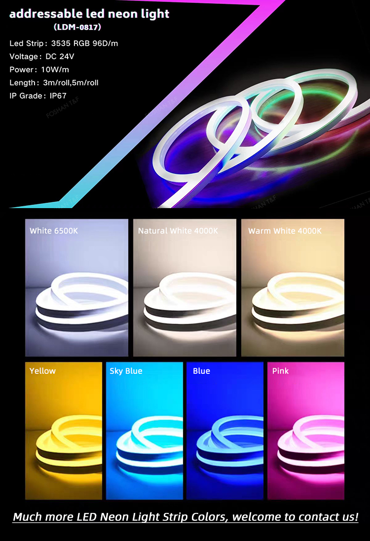 Custom 12V 24V Flexible Waterproof Indoor Silicone Flex 2835 LED Neon Rope Strip Light for Outdoor Home Decoration