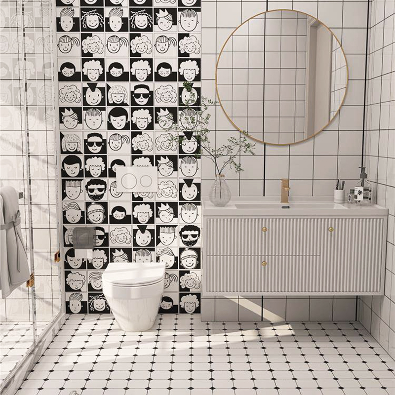 Factory Direct Black and White 300x300 Art Design Anti-slip Matte Kitchen Hotel Bathroom Toilet Balcony Wall Floor Tiles