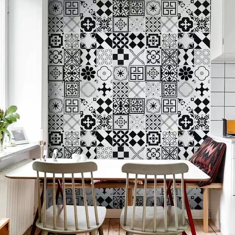 Factory Direct Black and White 300x300 Art Design Anti-slip Matte Kitchen Hotel Bathroom Toilet Balcony Wall Floor Tiles