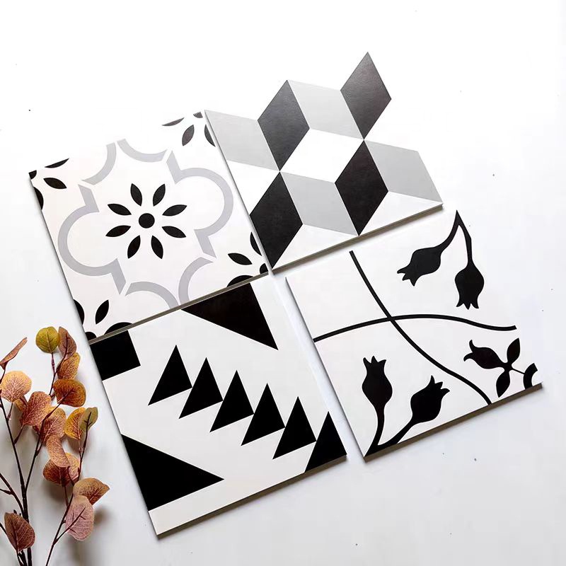 Factory Direct Black and White 300x300 Art Design Anti-slip Matte Kitchen Hotel Bathroom Toilet Balcony Wall Floor Tiles