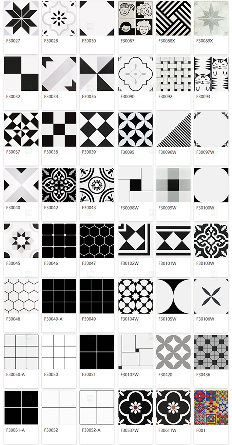 Factory Direct Black and White 300x300 Art Design Anti-slip Matte Kitchen Hotel Bathroom Toilet Balcony Wall Floor Tiles