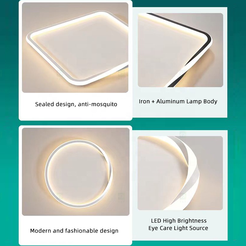 Modern Lustre Led Dimmable Round Square Shape Surface Mounted Bedroom Living Room Fixture Ceiling Light for Home Decor
