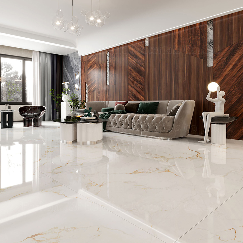 600x600 Glossy Glazed White Marble Tile With Gold Veins 60x60 Carrelage Vitrified Porcelain Floor Tiles