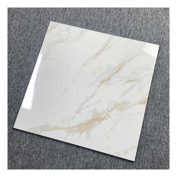 600x600 Glossy Glazed White Marble Tile With Gold Veins 60x60 Carrelage Vitrified Porcelain Floor Tiles