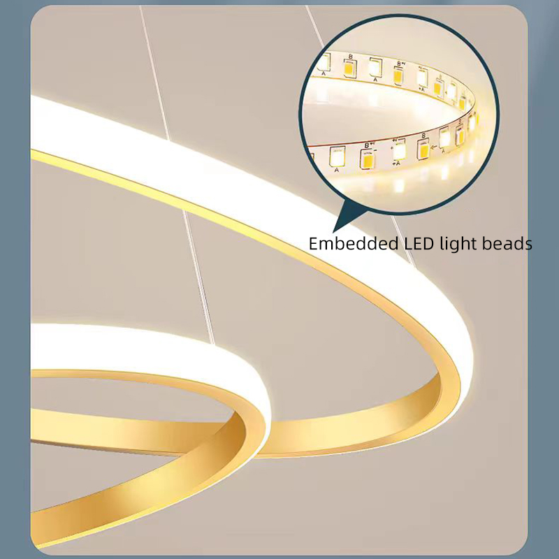 Home Decoration 3 Ring Gold Gold Nordic Luxury Led Iron Ceiling Hanging Pendant Lighting Fixture Chandeliers