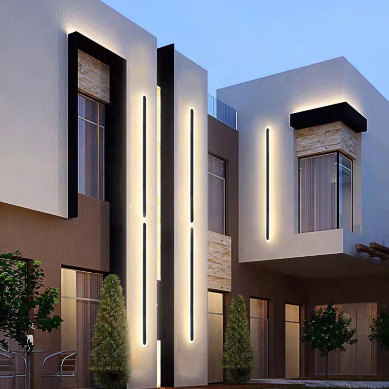 Modern IP65 Waterproof Outdoor Exterior LED Linear Strip Wall Mounted Light for Wall Home Courtyard Outdoor Wall Light