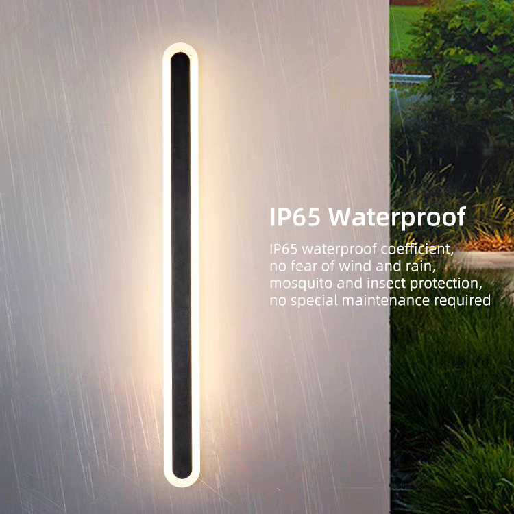 110v 220v Waterproof Black Exterior Long Linear Strip Porch Garden Wall Light Modern LED Outdoor Wall Lamps