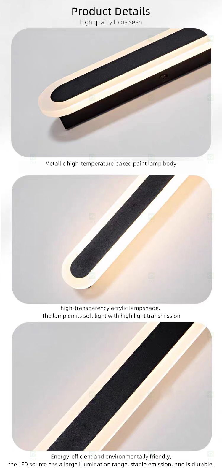 110v 220v Waterproof Black Exterior Long Linear Strip Porch Garden Wall Light Modern LED Outdoor Wall Lamps