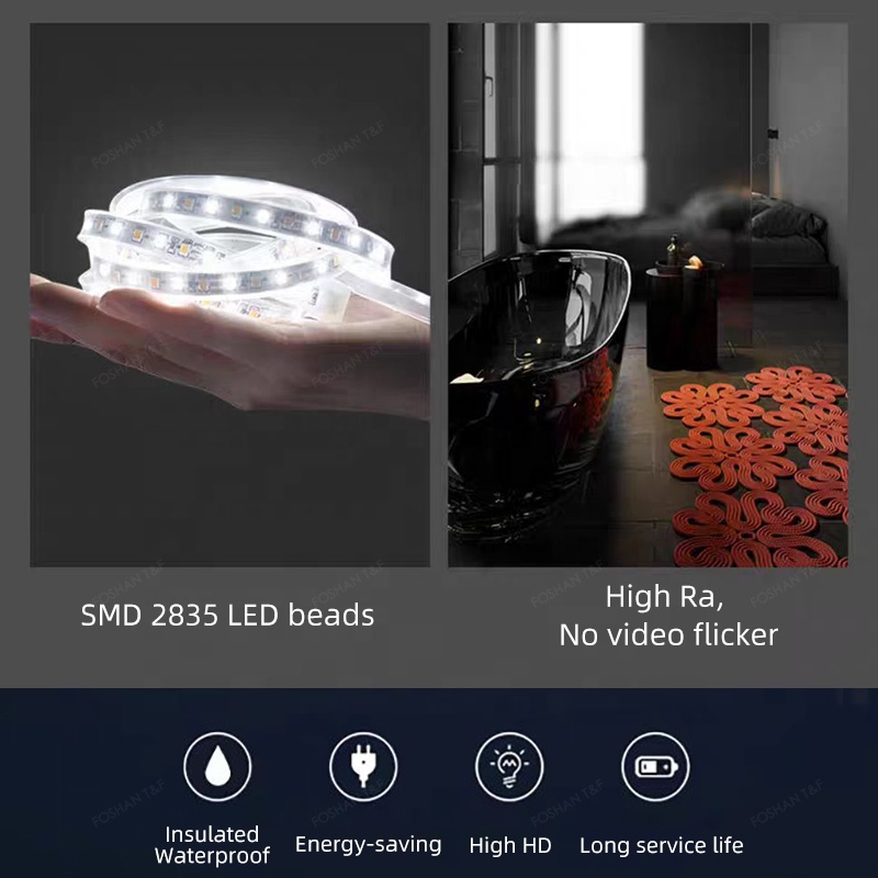 New Round Smart Touch Switch Screen Illuminated Led Wall Mounted Anti-Fog Bathroom Mirror with Light