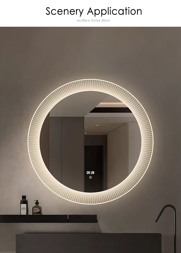 New Round Smart Touch Switch Screen Illuminated Led Wall Mounted Anti-Fog Bathroom Mirror with Light