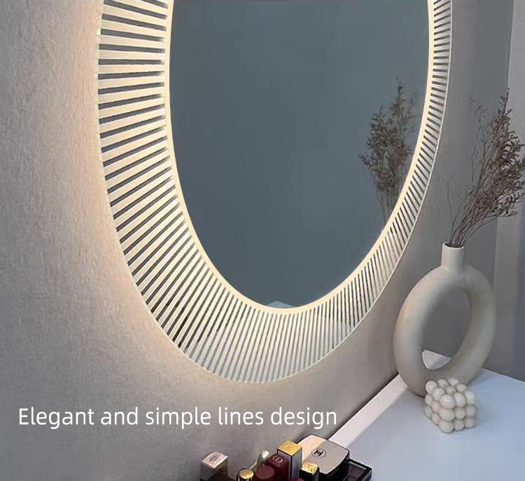 New Round Smart Touch Switch Screen Illuminated Led Wall Mounted Anti-Fog Bathroom Mirror with Light
