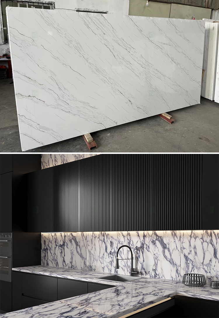 1600*3200*20mm Quartz Slabs Calacatta White Bathroom Vanity Sink Table Counter Top Kitchen Countertop Quartz Stone Slab