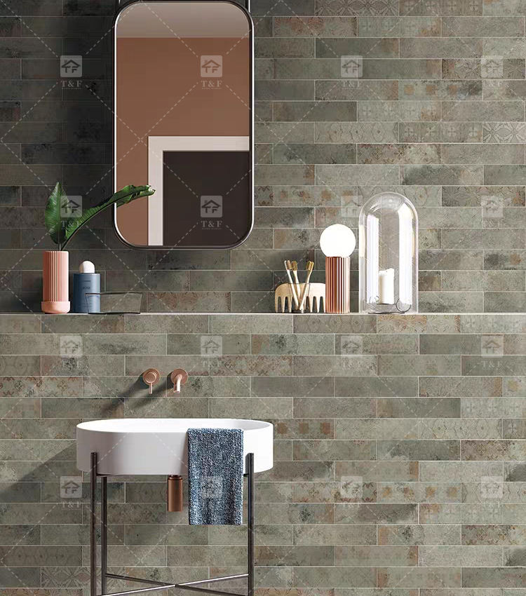 75x300 Mm Small American Vintage Matte Strip Backsplash Kitchen Tiles for Bathroom or Living Room Villa Walls and Floors