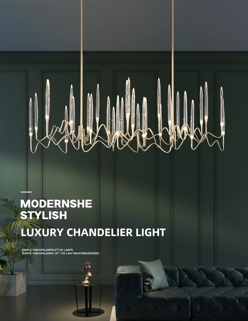 Modern Interior Led Crystal Glass Chandelier Design for Villa and Hotel Pendant Hanging Light Fixture