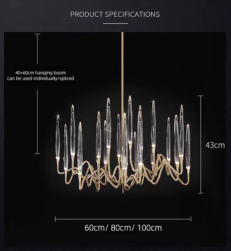 Modern Interior Led Crystal Glass Chandelier Design for Villa and Hotel Pendant Hanging Light Fixture