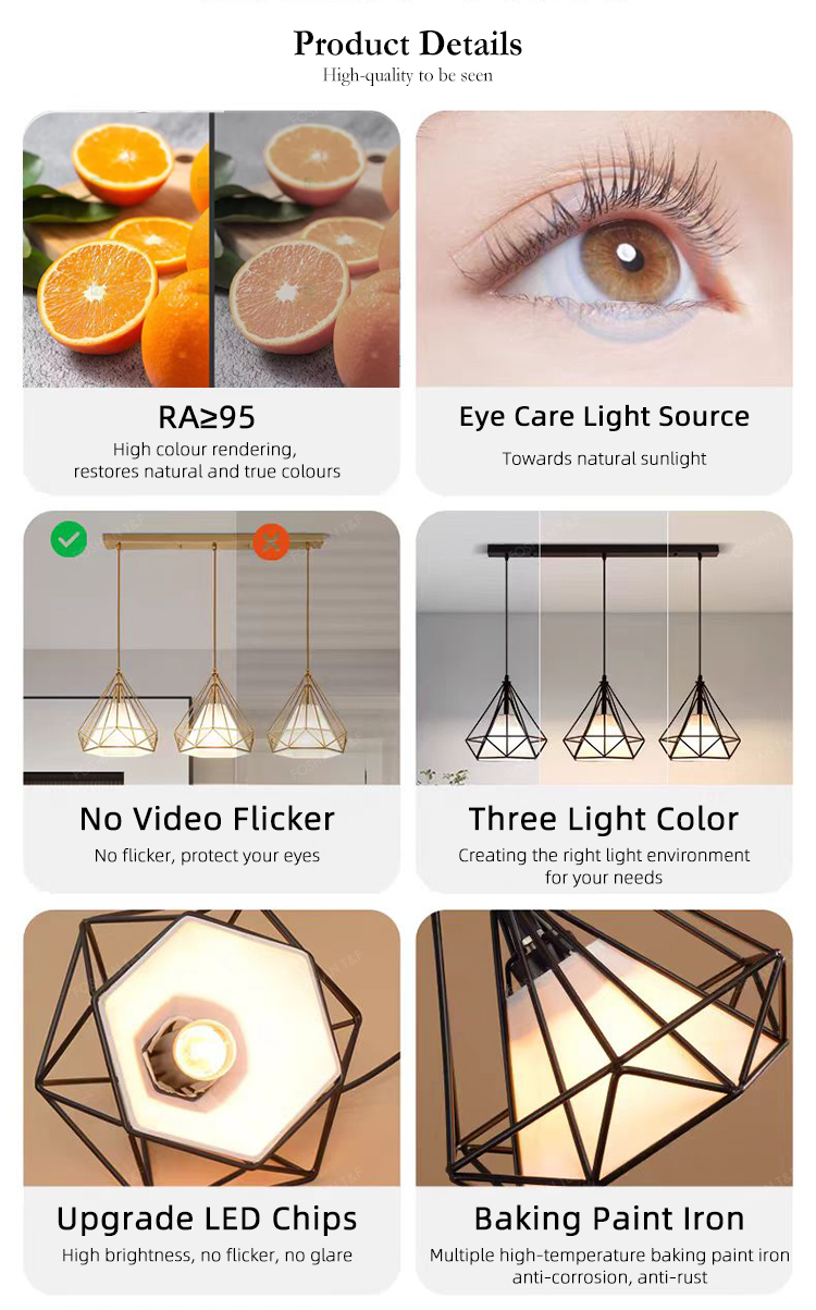 Modern LED Pendant Lamp Light for Dinning Room Iron Villa Hotel Kitchen Hanging Light Fixture Chandeliers Ceiling