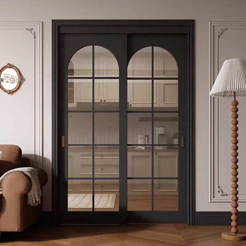 Custom French Style Porte Coulissante Solid Wood Composite Painted Hanging Track Installation Sliding Door