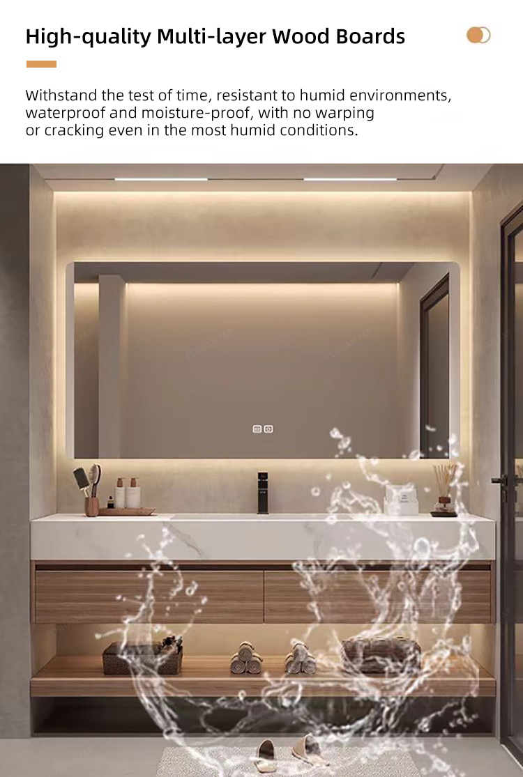 Modern Wall Mounted Bathroom Vanity Set for Bathroom Hotel Villa Apartment Washroom LED Mirror Cabinet