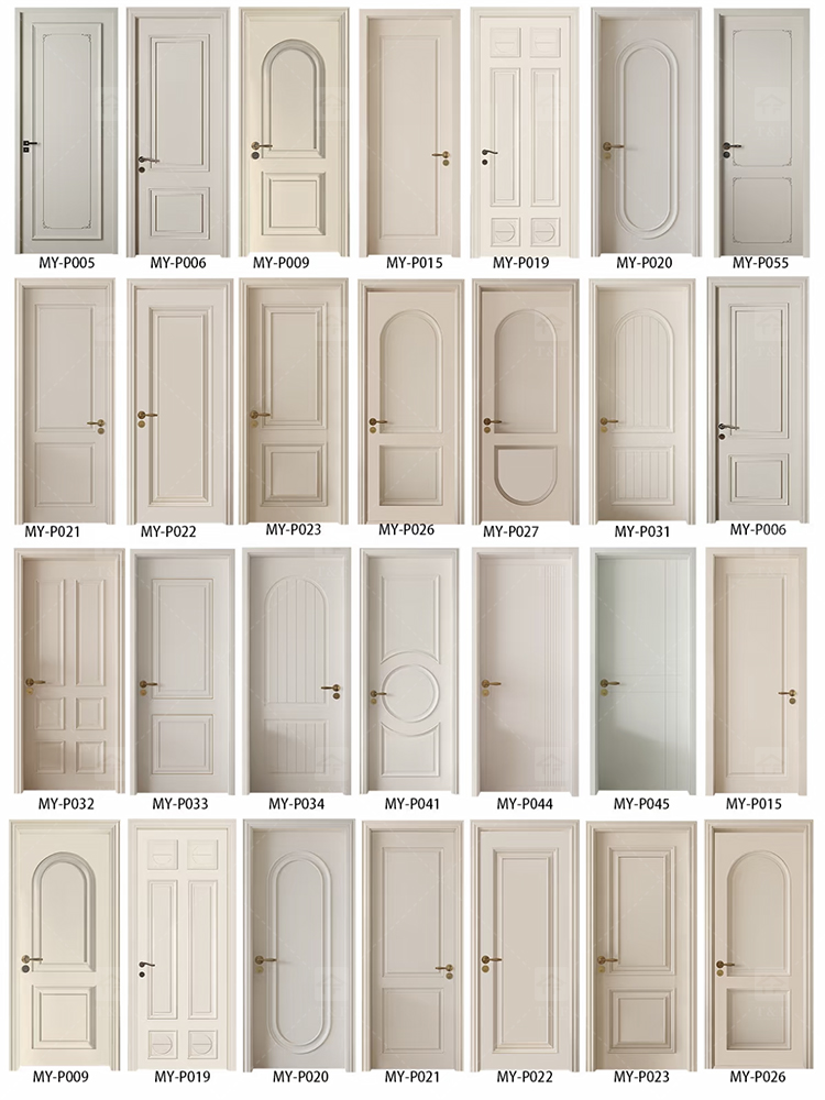Foshan Wood Doors Luxury Modern Design Solid Wood Door Interior House and Apartment Interior Bedroom Door