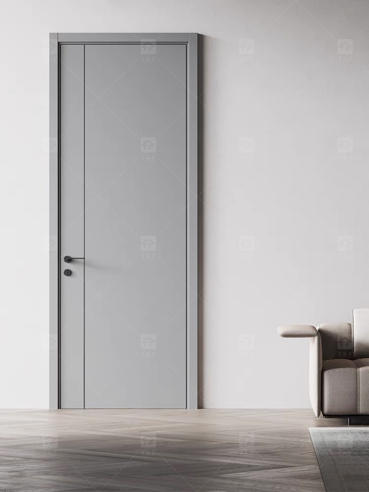 Foshan Wood Doors Luxury Modern Design Solid Wood Door Interior House and Apartment Interior Bedroom Door
