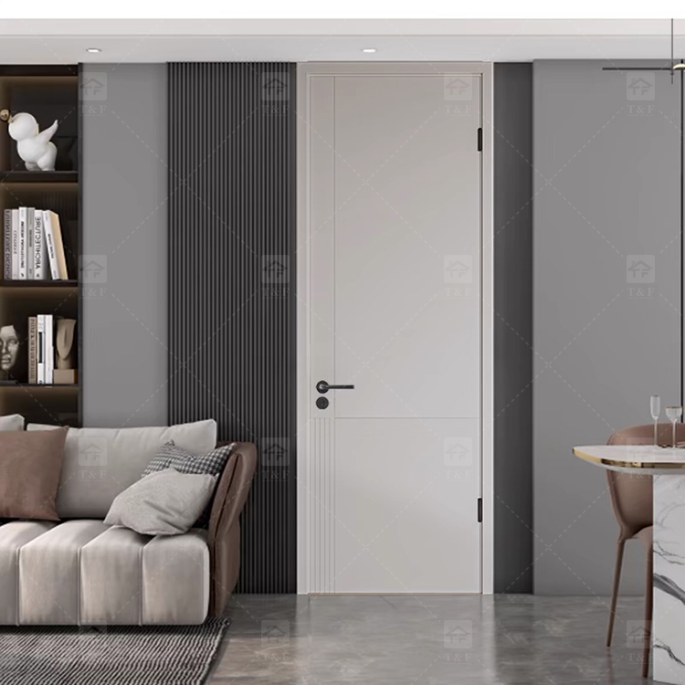 Foshan Wood Doors Luxury Modern Design Solid Wood Door Interior House and Apartment Interior Bedroom Door