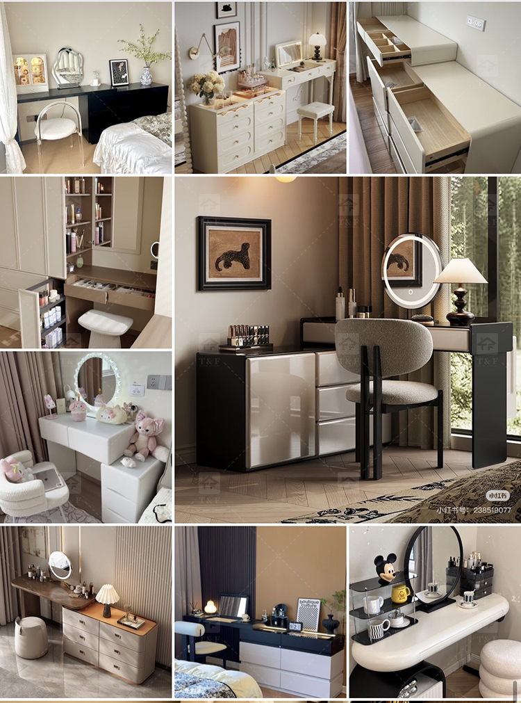 Modern Solid Wood LED-Lighted Vanity Dressing Table with Side Lights Mirror for Apartment Bathroom and Hotel Use