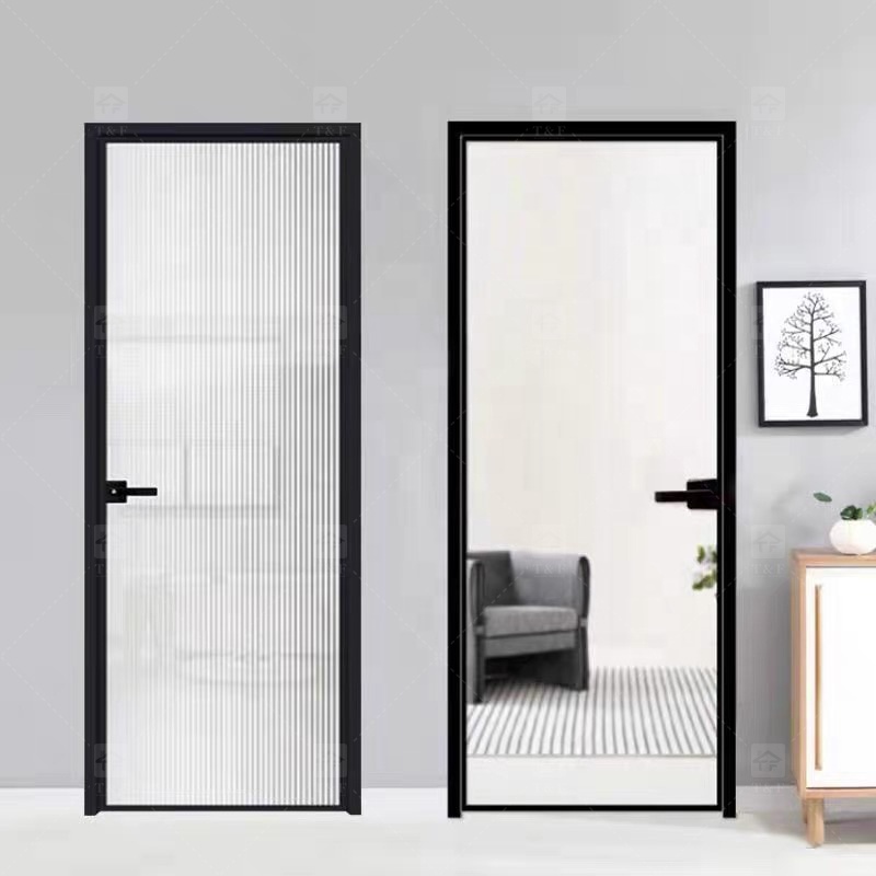 Hot Selling Luxury Simple Kitchen Toilet Polished Aluminum Bathroom Doors With Glass