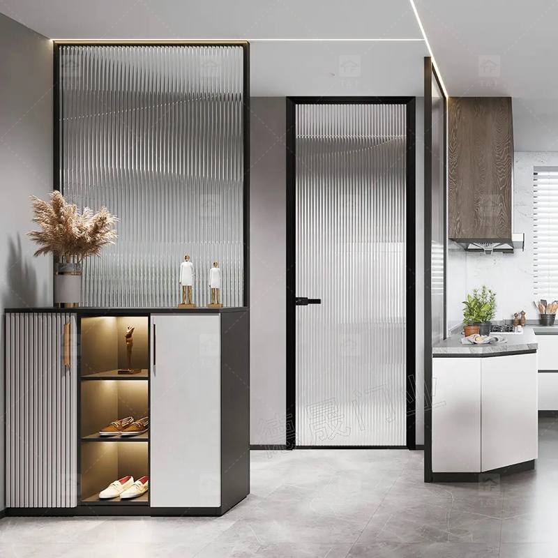 Hot Selling Luxury Simple Kitchen Toilet Polished Aluminum Bathroom Doors With Glass