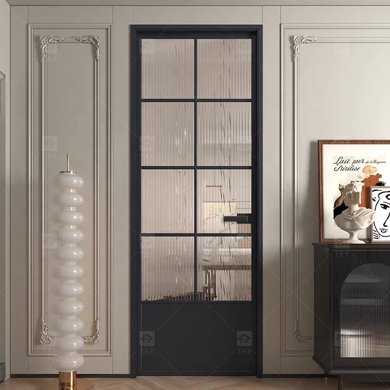 Hot Selling Luxury Simple Kitchen Toilet Polished Aluminum Bathroom Doors With Glass