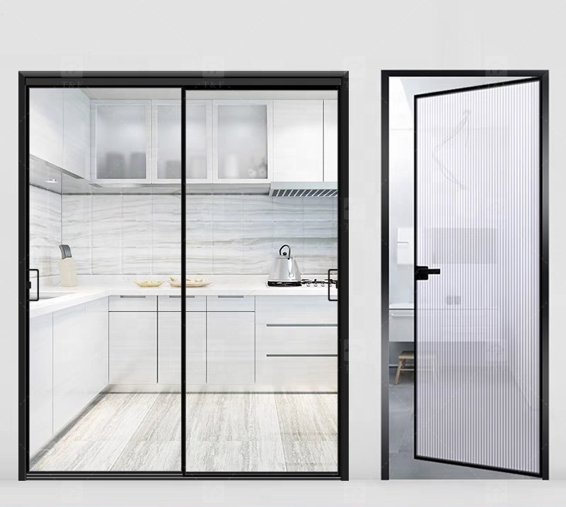 Hot Selling Luxury Simple Kitchen Toilet Polished Aluminum Bathroom Doors With Glass